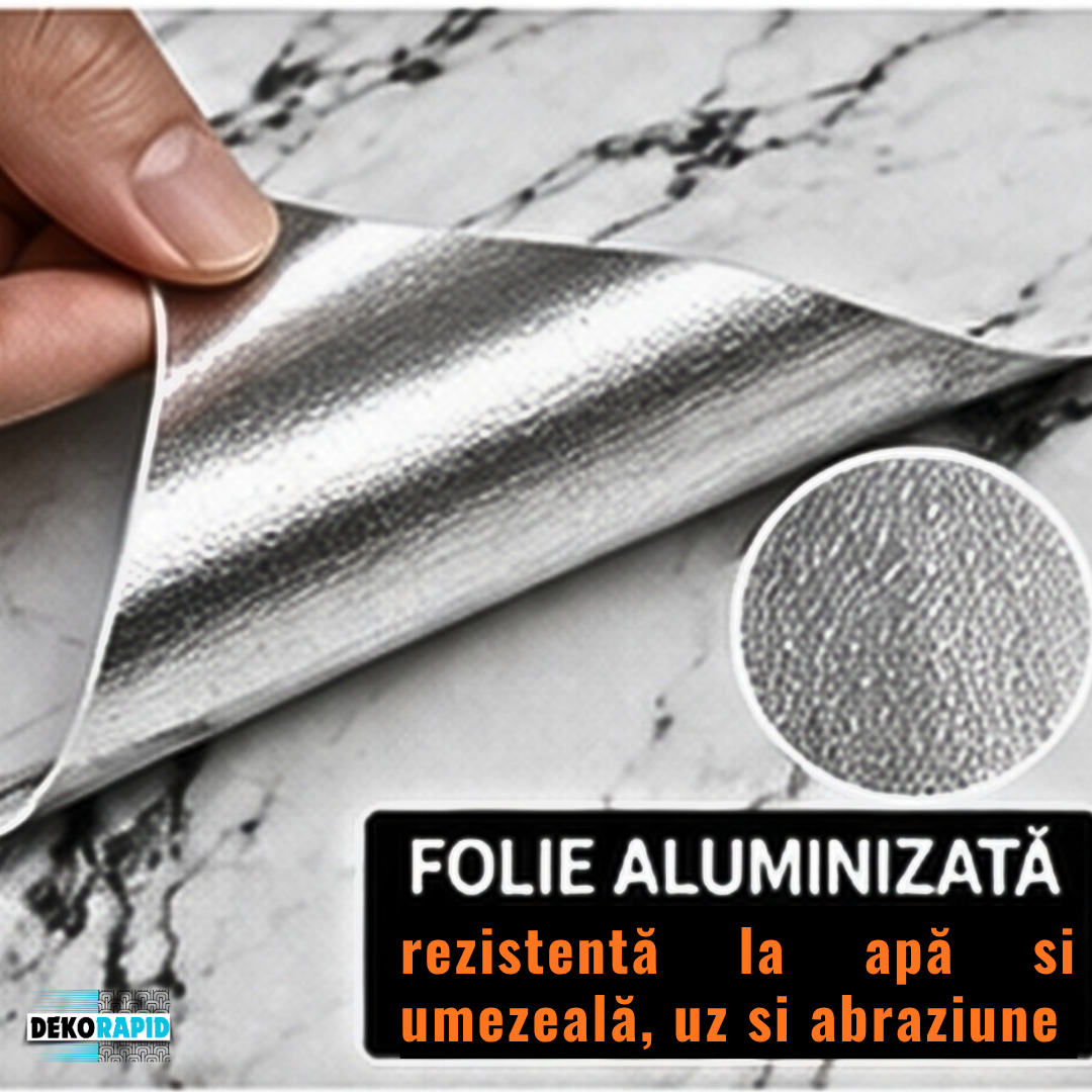 Autocolant Mobilă Aluminizat - 60x300cm (Alb Granit)