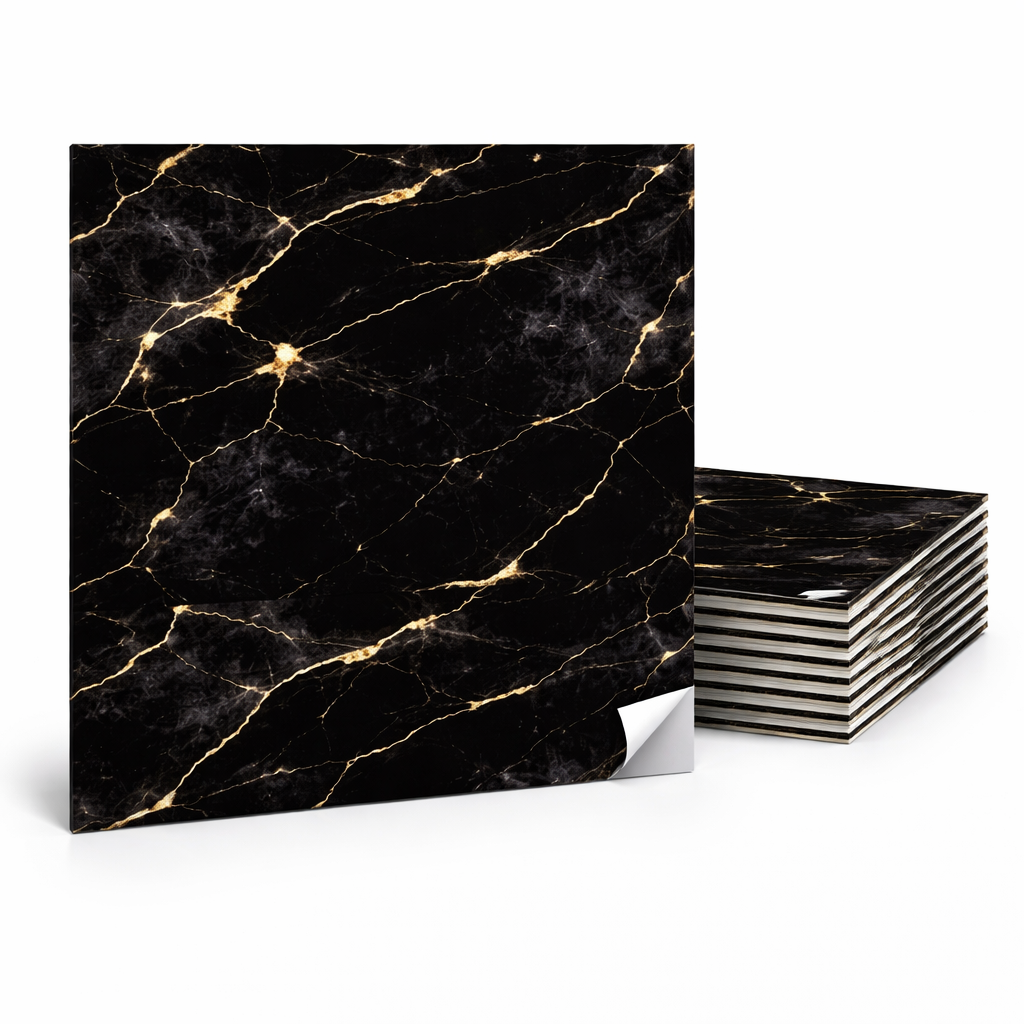 Plăci XXL Marmură Autocolant DekoRAPID - Negru Marmură (Premium)