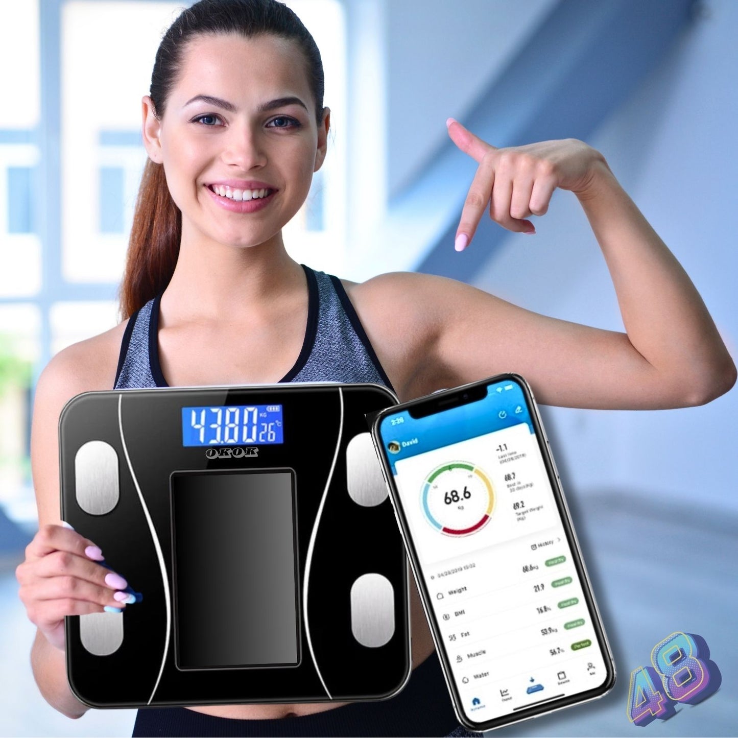 BodyPRO™ Cantar Smart cu Aplicatie BMI si Bluetooth
