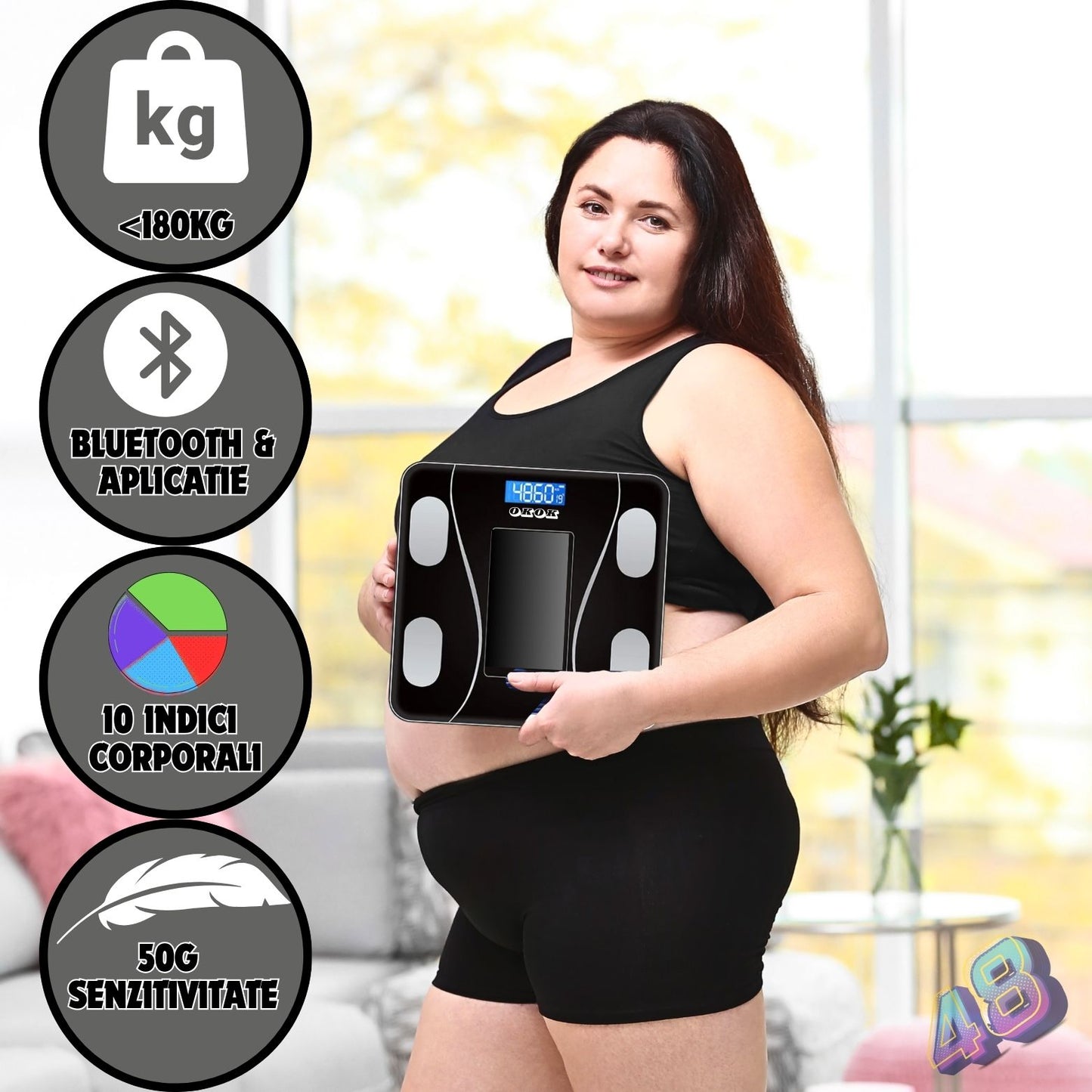 BodyPRO™ Cantar Smart cu Aplicatie BMI si Bluetooth