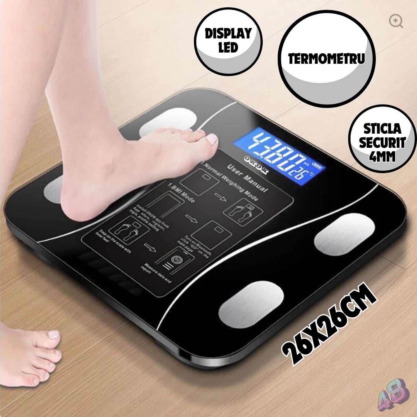 BodyPRO™ Cantar Smart cu Aplicatie BMI si Bluetooth