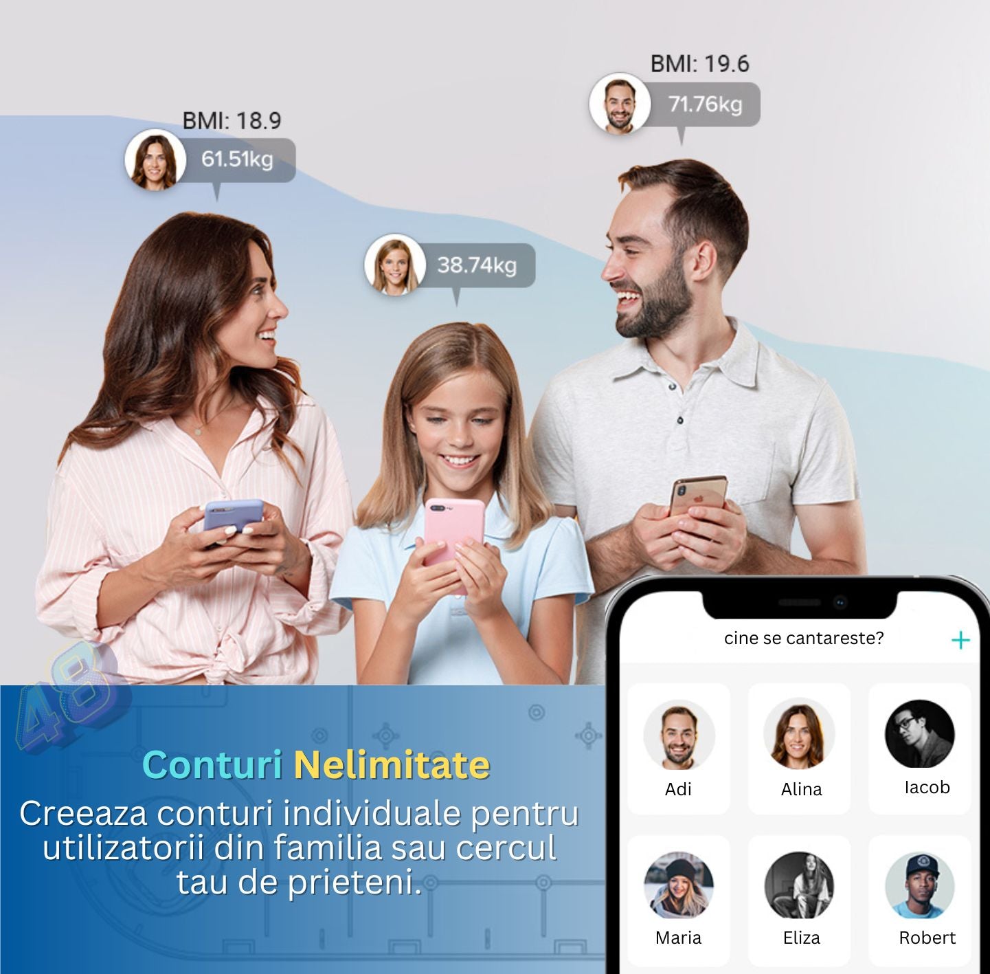 BodyPRO™ Cantar Smart cu Aplicatie BMI si Bluetooth