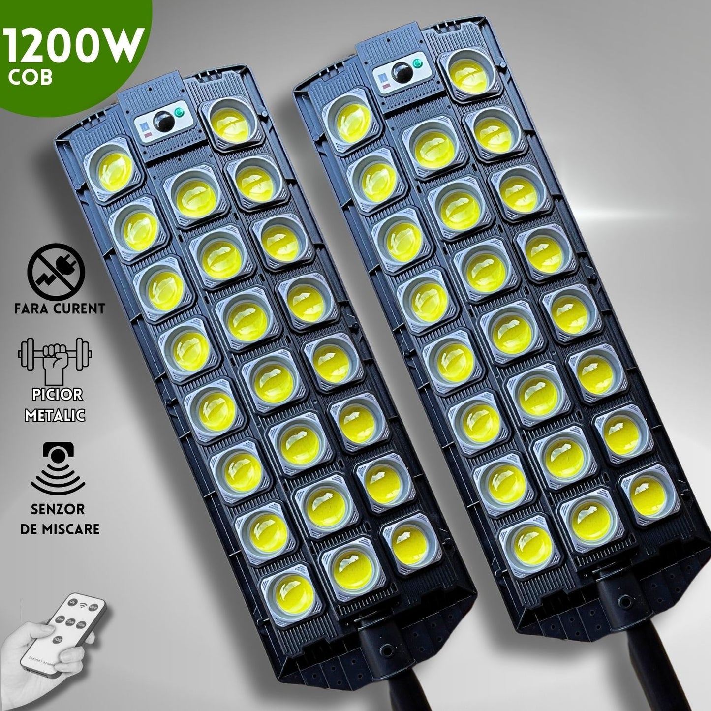 SuperLUMEN™ Lămpi Solare cu picior Metalic (SET 2xBuc.)