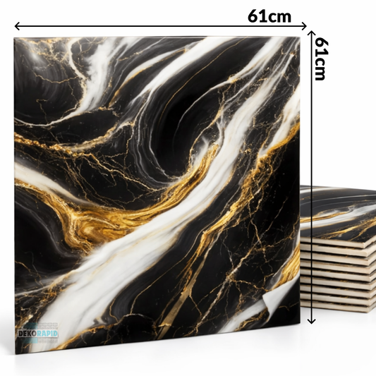 Plăci XXL Marmură Autocolant DekoRAPID - Negru Galaxie (Premium)