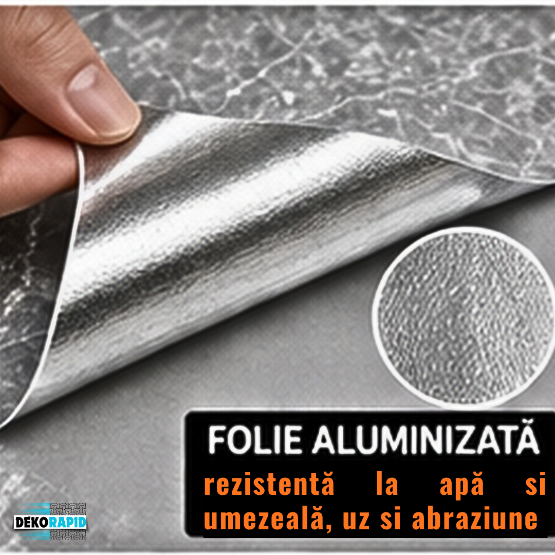 Autocolant Mobilă Aluminizat - 60x300cm (Gri Granit)