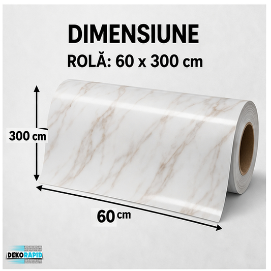 Autocolant Marmură Aluminizat - 60x300cm (Crem Cappuccino)