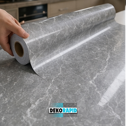 Autocolant Marmură Aluminizat - 60x300cm (Gri Granit)