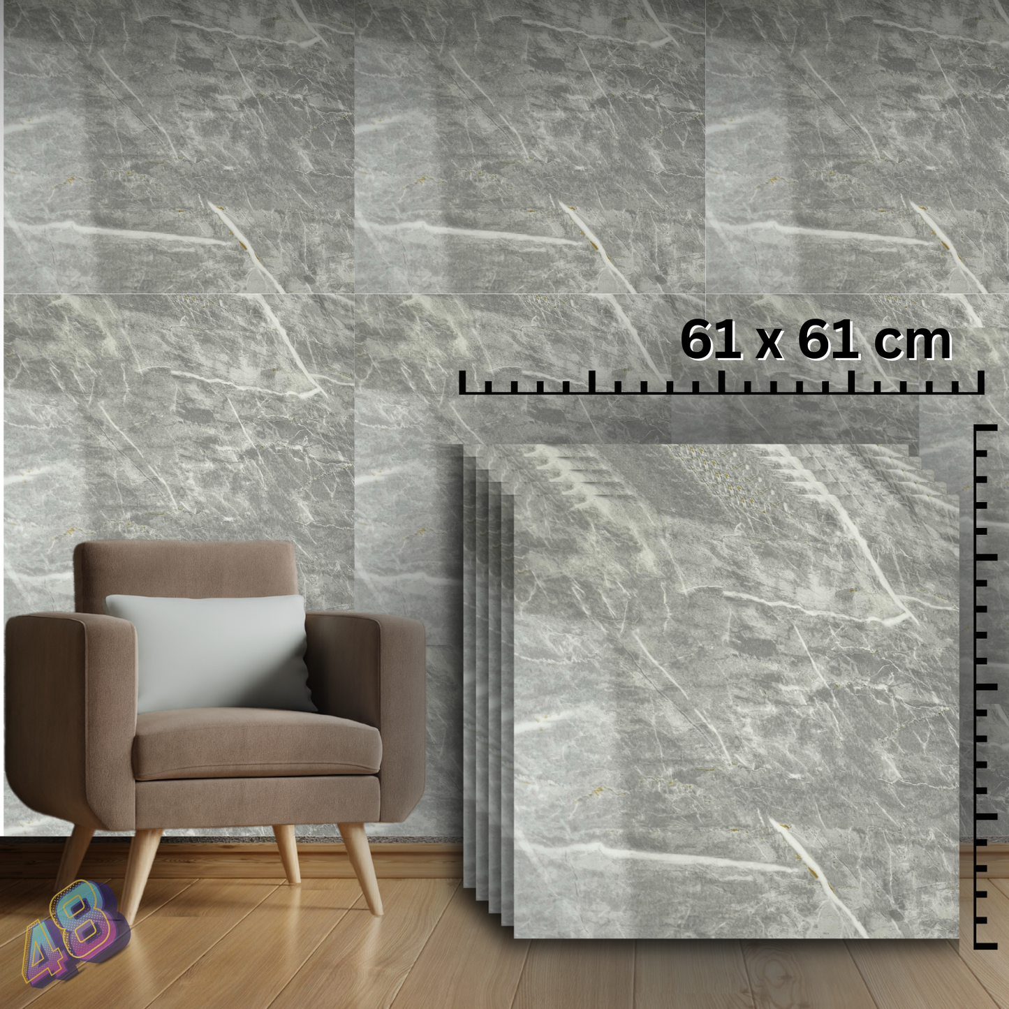 SET XXL Marmura Autocolant 10 Placi (61x61cm/Placa)