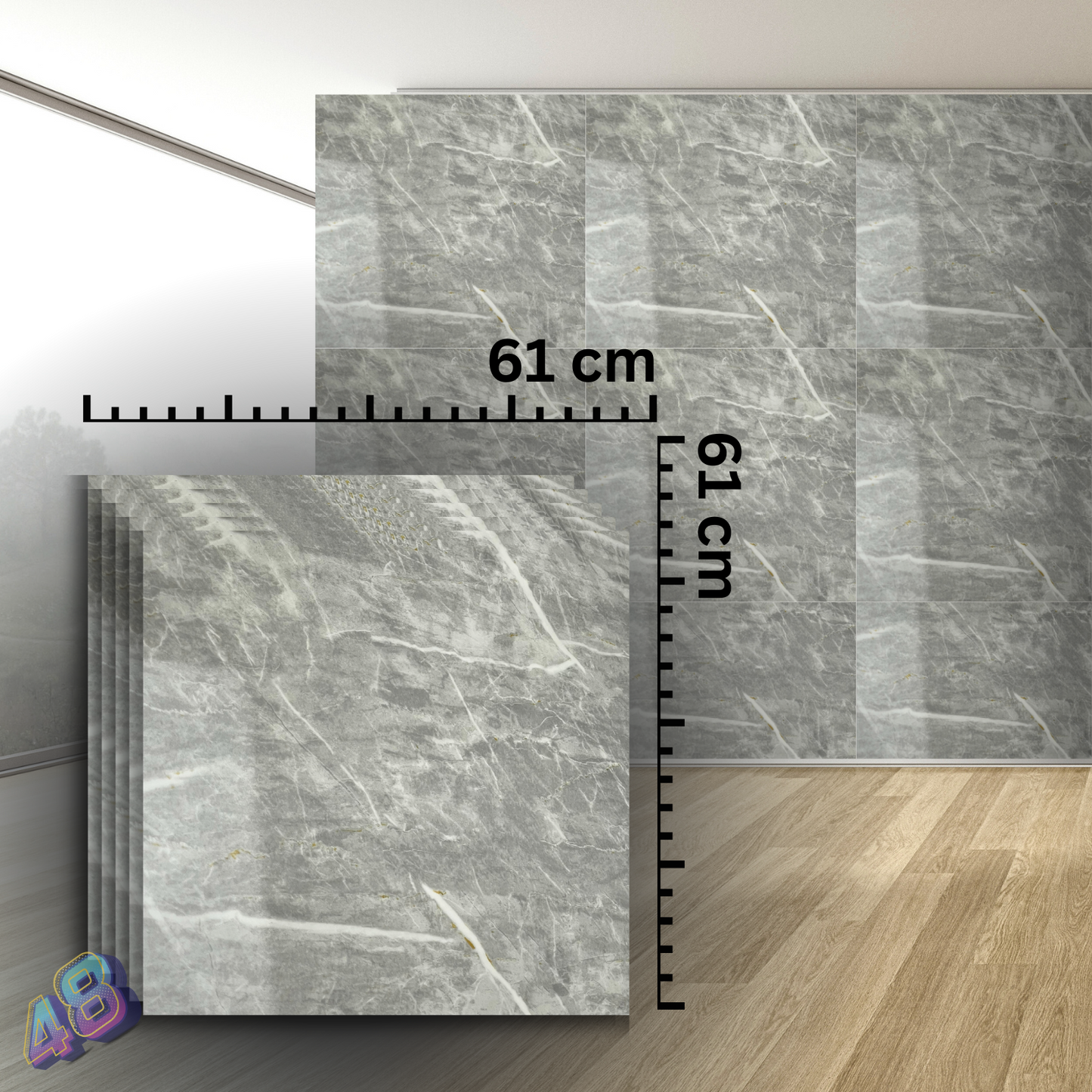 SET XXL Marmura Autocolant 10 Placi (61x61cm/Placa)