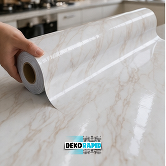 Autocolant Marmură Aluminizat - 60x300cm (Crem Cappuccino)