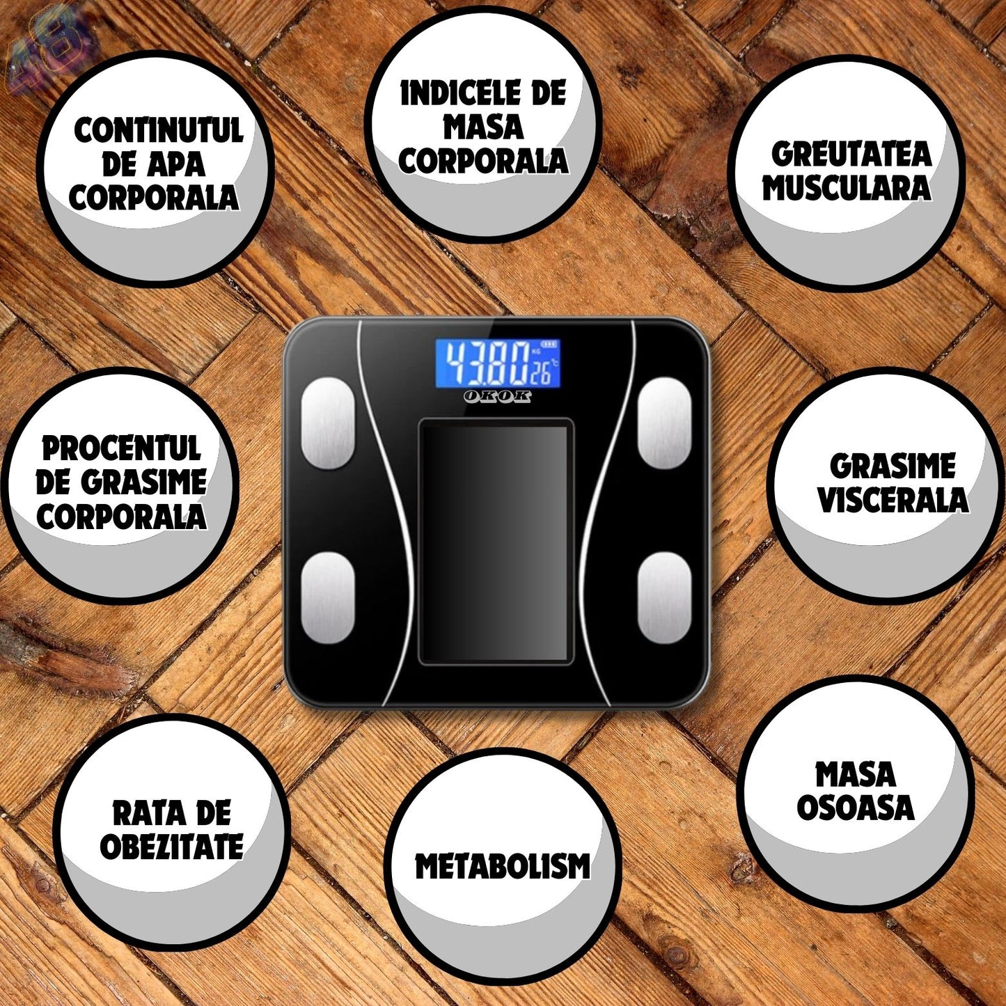 BodyPRO™ Cantar Smart cu Aplicatie BMI si Bluetooth
