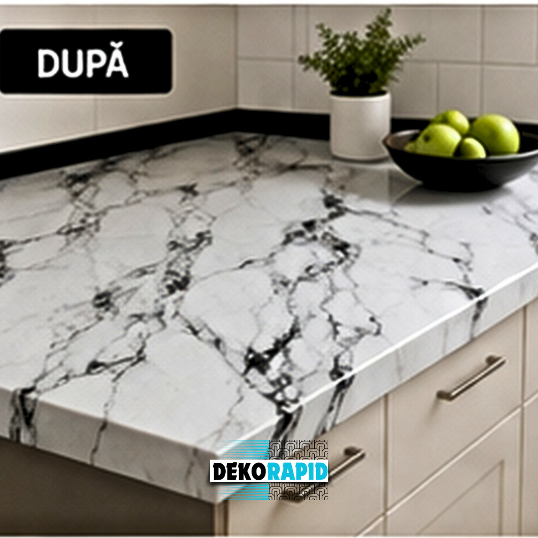 Autocolant Mobilă Aluminizat - 60x300cm (Alb Granit)