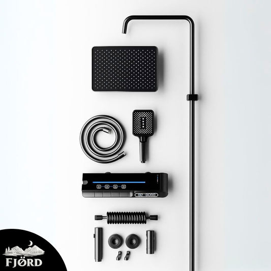 Coloană duș FJÖRD din Alamă Sanitară - afisaj digital, efect de ploaie, 6 functii