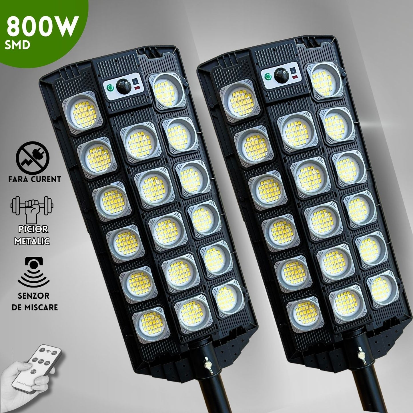 SuperLUMEN™ Lămpi Solare cu picior Metalic (SET 2xBuc.)