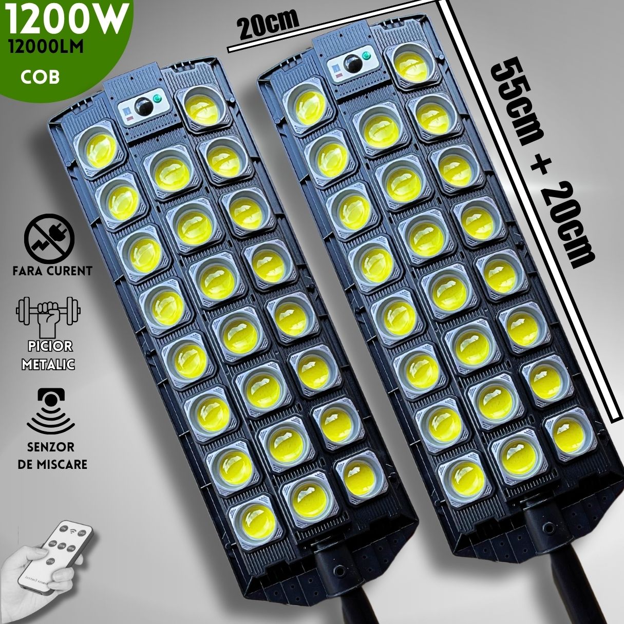 SuperLUMEN™ Lămpi Solare cu picior Metalic (SET 2xBuc.)