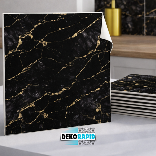 Plăci XXL Marmură Autocolant DekoRAPID - Negru Marmură (Premium)