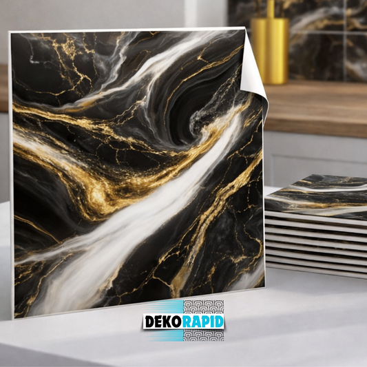 Plăci XXL Marmură Autocolant DekoRAPID - Negru Galaxie (Premium)